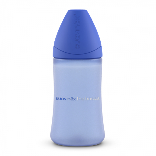 Голубая бутылка с круглой силиконовой соской 3 позиции &quot;BASICS&quot;, 270 мл (2 шт) Suavinex | Фото 1