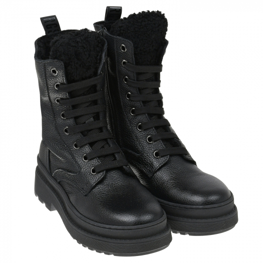 Высокие черные ботинки с меховым утеплителем Bikkembergs | Фото 1