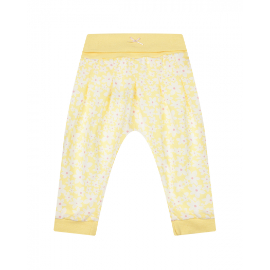 Желтые спортивные брюки с цветочным принтом Sanetta fiftyseven | Фото 1