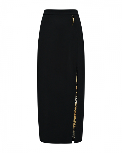 Юбка карандаш миди с разрезом, черная Roberto Cavalli | Фото 1