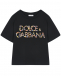 Футболка с цветочным лого, черная Dolce&Gabbana | Фото 1