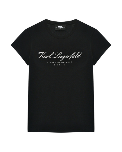 Приталенная футболка с лого Karl Lagerfeld kids | Фото 1