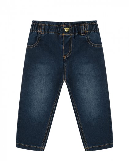 Темно-синие джинсы с поясом на резинке Moschino | Фото 1