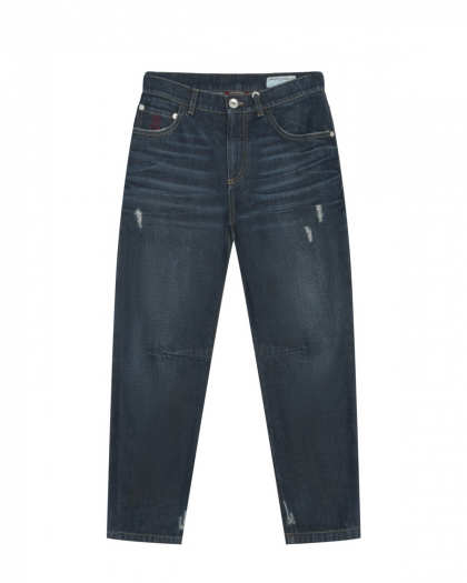 Выбеленные темно-синие джинсы Brunello Cucinelli | Фото 1