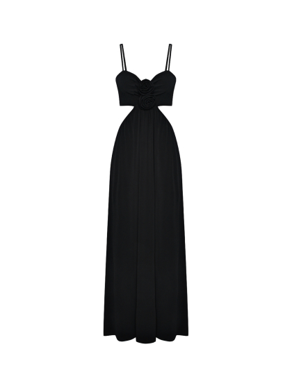 Платье с декором &quot;розы&quot;, черное Pietro Brunelli | Фото 1