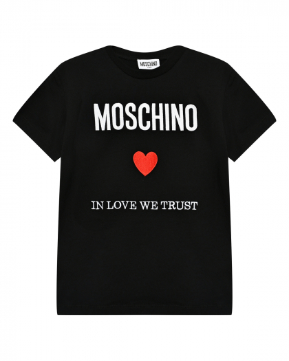 Футболка с принтом &quot;In love we trust&quot; Moschino | Фото 1