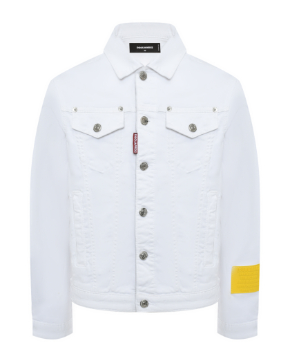 Куртка джинсовая с логотипом на спине, белая Dsquared2 | Фото 1