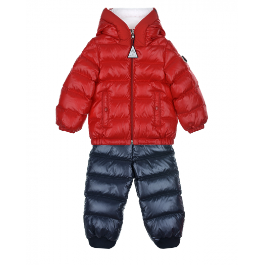 Комплект: красная куртка и синие брюки Moncler | Фото 1
