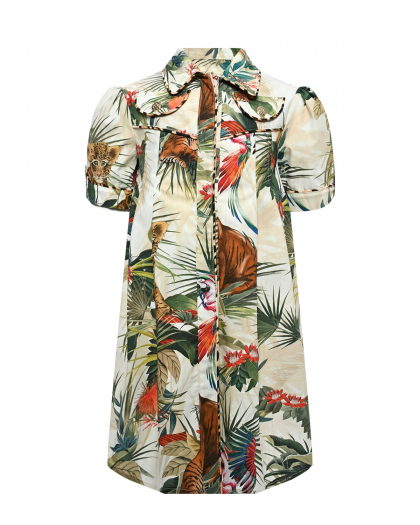 Платье-рубашка с тропическим принтом Roberto Cavalli | Фото 1