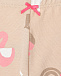 Бежевые леггинсы с принтом &quot;лебеди&quot; Sanetta Kidswear | Фото 3