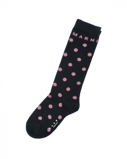 Темно-синие носки в розовый горошек MARNI | Фото 1