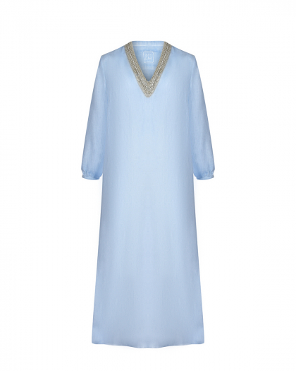 Платье с вышивкой бисером и стразами 120% Lino | Фото 1
