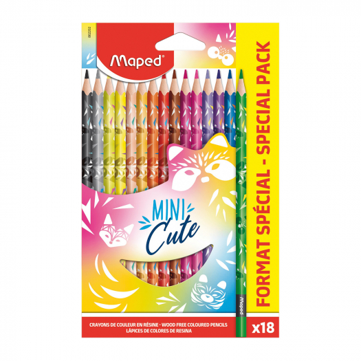 Цветные карандаши Mini Cute декорированные, пластиковые, 18 цветов Maped | Фото 1
