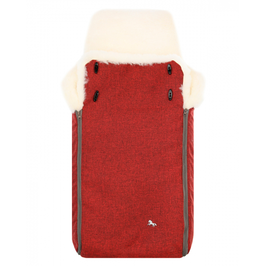 Красный конверт в коляску &quot;Premium Welss&quot;, натуральная овчина Hesba | Фото 1