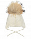 Кремовая шапка с декором &quot;гусеница&quot; Joli Bebe | Фото 2
