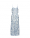 Платье-макси на бретелях с голубым принтом флора, белое Dan Maralex | Фото 1
