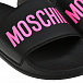 Шлепки с розовым лого, черные Moschino | Фото 6
