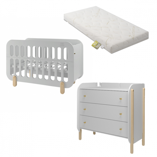 3 в 1 Комплект мебели BABY CHIPAK Детская кроватка, комод &quot;Туманный Альбион&quot; и Матрас    | Фото 1