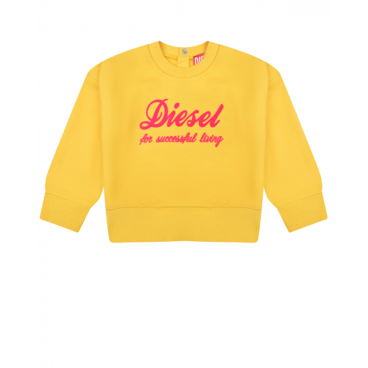 Желтый свитшот с розовым лого Diesel | Фото 1