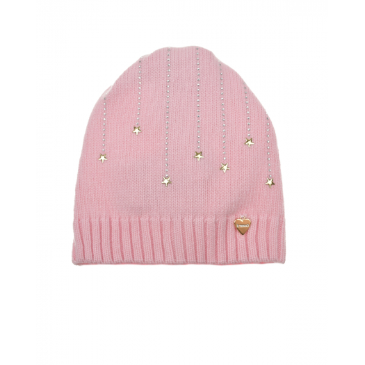 Розовая шапка со стразами и звездами Il Trenino | Фото 1