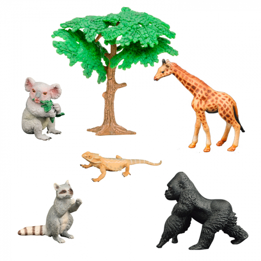 Набор фигурок серии &quot;Мир диких животных&quot;: горилла, енот, варан, коала, жираф (набор из 6 предметов) Masai Mara | Фото 1