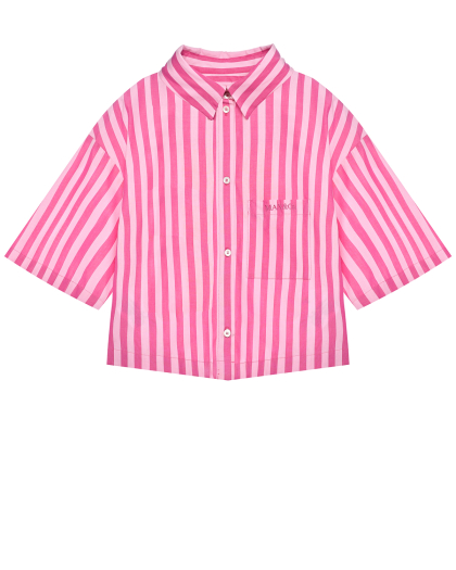 Рубашка укороченная в полоску, розовая Max&Co | Фото 1