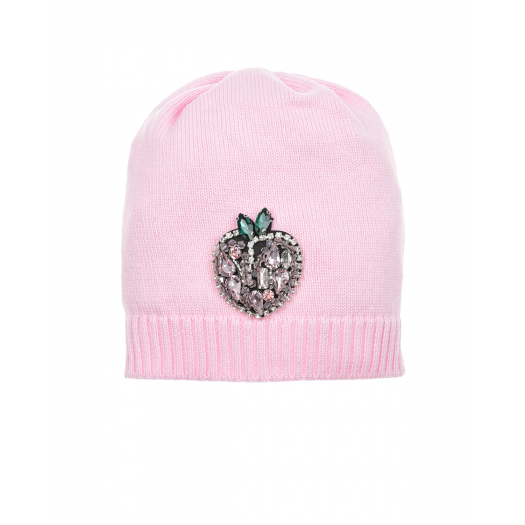 Розовая шапка со стразами Regina | Фото 1