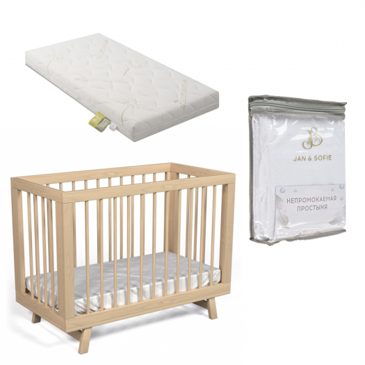 Кроватка для новорожденного Aria Дерево с маятником, простынями и матрасам Lilla | Фото 1