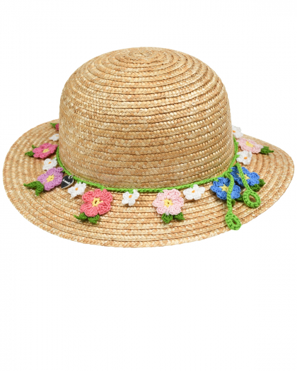 Соломенная шляпа с цветочным декором Il Trenino | Фото 1