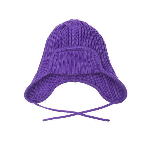 Фиолетовая вязаная шапка-ушанка Jan&Sofie | Фото 1