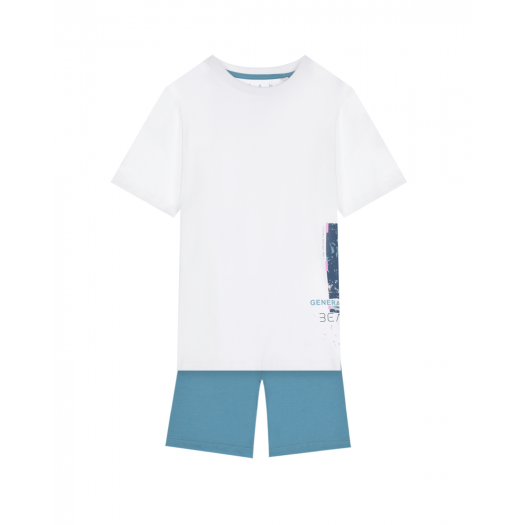 Хлопковая пижама: футболка и шорты Sanetta | Фото 1