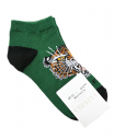 Зеленые носки с принтом "тигр"