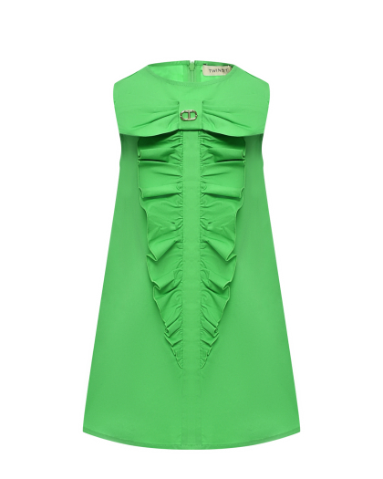 Платье с жабо, зеленое TWINSET | Фото 1
