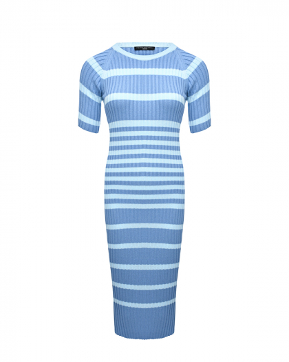 Трикотажное платье в полоску, синее Pietro Brunelli | Фото 1