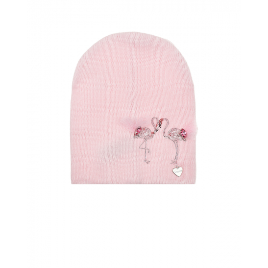 Розовая шапка с декором &quot;фламинго&quot; Il Trenino | Фото 1