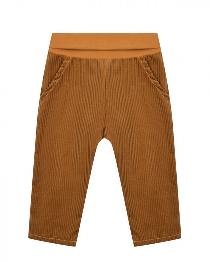 Вельветовые брюки с поясом на резинке Sanetta Kidswear | Фото 1