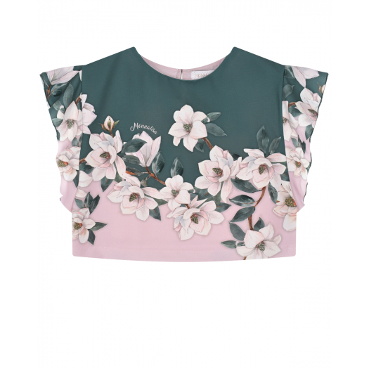 Укороченная блуза с цветочным принтом Monnalisa | Фото 1