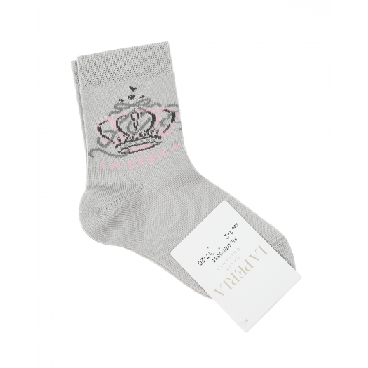 Серые носки с принтом &quot;корона&quot; La Perla | Фото 1
