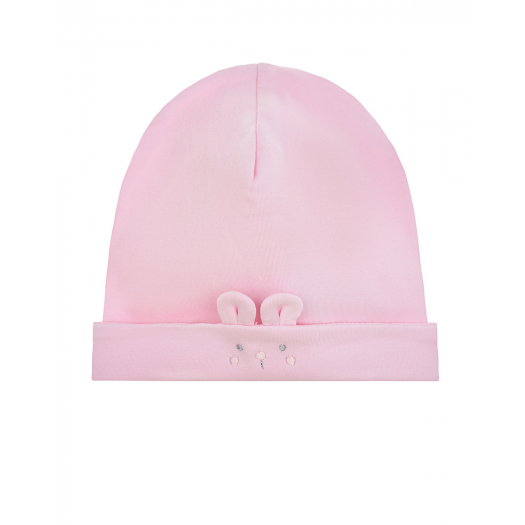 Розовая шапка с декоративными ушками Kissy Kissy | Фото 1