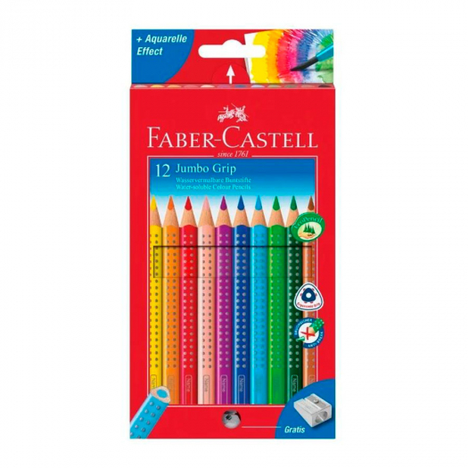Карандаши цветные JUMBO GRIP с точилкой 12 шт. Faber-Castell | Фото 1