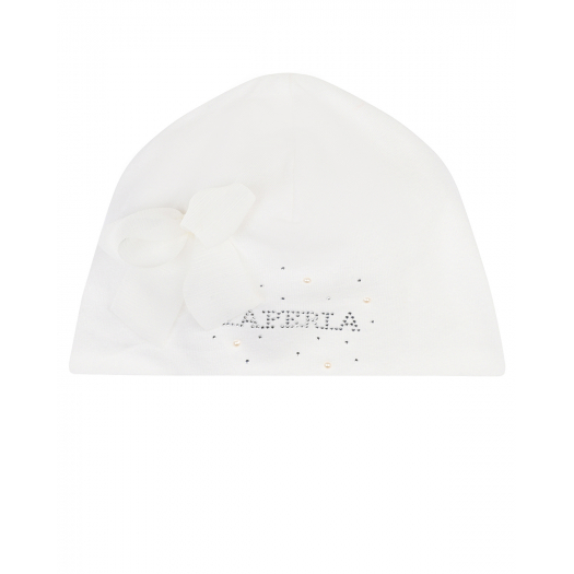 Белая шапка с логотипом из страз La Perla | Фото 1