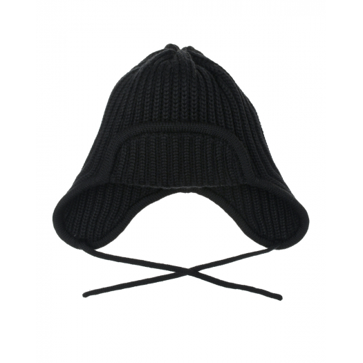 Черная шапка-ушанка из смесовой шерсти Jan&Sofie | Фото 1