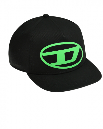 Бейсболка с зеленым лого, черная Diesel | Фото 1