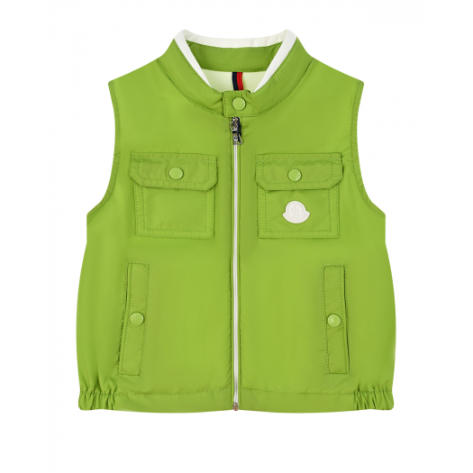 Зеленый жилет с накладными карманами Moncler | Фото 1