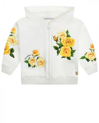 Спортивная куртка с принтом &quot;желтые розы&quot; Dolce&Gabbana | Фото 1