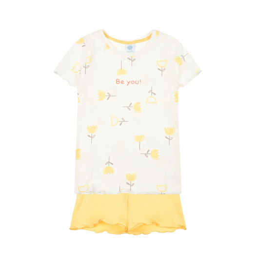 Пижама с принтом &quot;желтые тюльпаны&quot; Sanetta | Фото 1