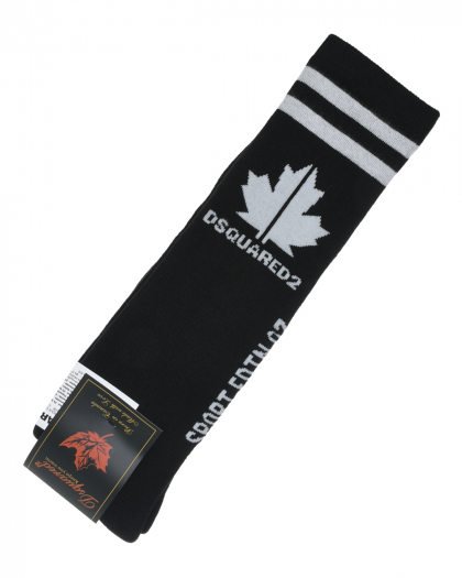 Черные носки с белым лого Dsquared2 | Фото 1