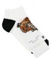 Белые носки с принтом "тигр"