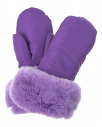 Фиолетовые варежки с меховой отделкой