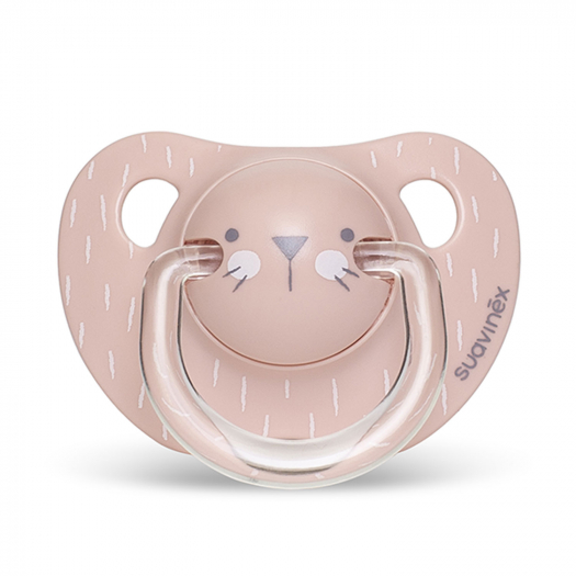 Пустышка Hugge Baby с анатомической силиконовой соской от 6 до 18 мес, розовый Suavinex | Фото 1